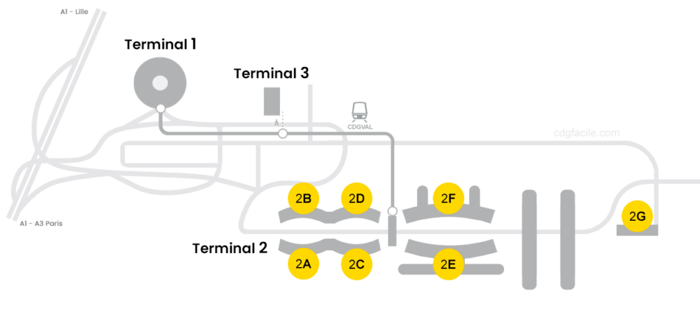 Paris Cdg Terminal Map Airport Terminal Maps - Charles De Gaulle Airport (Paris Cdg)